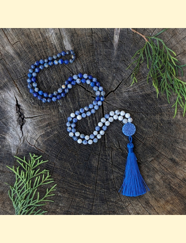 Japa mala - lapis lazuli, sodalit, howlit