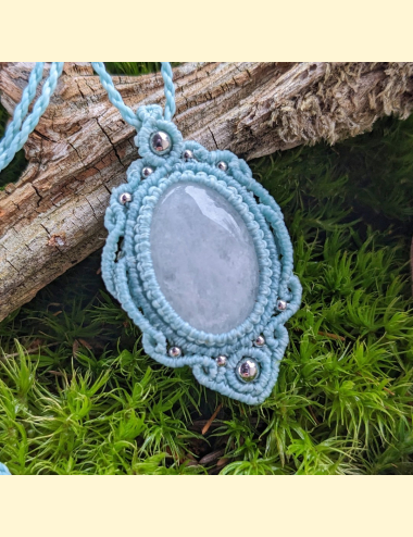 micromacrame - macrame - amulet - náhrdelník - přívěsek - křišťál